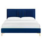 Modway Sofia Channel Tufted Performance Velvet Full Platform Bed with Gold Metal Legs - Navy-Gold Metal Legs With Foot Caps