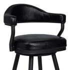 Armen Living - Justin Tabouret de Bar Pivotant de 76 cm de Hauteur en Similicuir Noir Vintage avec Pieds en Métal Noir-4