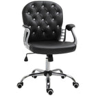 Vinsetto - Chaise de bureau en similicuir avec dossier et accoudoirs capitonnés à boutons - noir-Le similicuir est luxueux et facile d’entretien