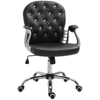 Vinsetto - Chaise de bureau en similicuir avec dossier et accoudoirs capitonnés à boutons - noir-Le similicuir est luxueux et facile d’entretien