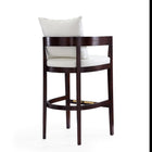 Manhattan Comfort Ritz 22" Mid-Century Modern Faux Leather Upholstered Bar Stool - Ivory and Dark Walnut - 2 Pack-Seat Height: 30.5"