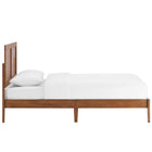 Modway Sirocco Rattan and Wood Twin Platform Bed - Walnut-Height-Adjustable Headboard