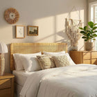 Modway Sandy Wall Mounted Wood and Rattan Queen Size Headboard - Natural Rattan-Natural Rattan