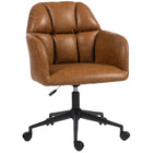 HOMCOM Swivel Office Chair with Adjustable Height - Brown-The modern stitched design complements most interior styles