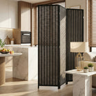 HOMCOM - Paravent autoportant 3 panneaux en bambou tressé à la main pour chambre - noir-Matériau : Bambou, bois de pin 
