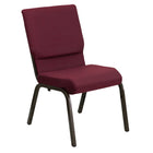 Flash Furniture – Chaise d’église empilable Hercules 18,5 po larg., siège 4,25 po épais, motif bourgogne, structure dorée-Capacité de poids de 800 lb
