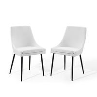 Modway Viscount Upholstered Fabric Dining Chairs - Black/White - 2 Pack-Retro Modern Dining Chairs