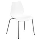 Flash Furniture – Chaise empilable Hercules en polypropylène avec cadre argenté, blanc-Chaise empilable multi-usages
