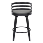 Armen Living Jayden 26" Counter Height Swivel Bar Stool in Grey Faux Leather & Black Wood-5