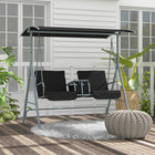 Outsunny 2-Person Porch Swing with Adjustable Canopy - Table & Storage Bag-2 person design allows two people to swing together for twice the fun

