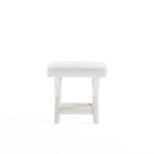 Manhattan Comfort - Abigail banc ottoman tapissé en velours style milieu du siècle 52 cm - crème-20,47 po L x 22 po l x 19,48 po H