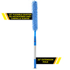 Gritt Commercial 22" Flexible Wand Duster - Microfiber and Chenille Sleeve - 20" Pole - 3 Pack-Premium microfiber fingers grab more dust with more surface area