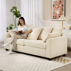 HOMCOM - Canapé 3 places en velours côtelé avec 8 coussins amovibles - beige-Offre une largeur d’assise généreuse de 68,5 po (174 cm), pouvant accueillir facilement trois personnes 