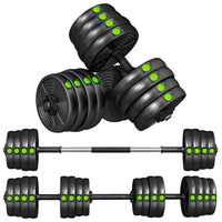 Soozier Adjustable Barbell & Dumbbells Set with Non-slip Handles - 66 lb-Converts easily from dumbbells to barbells for versatile workouts 