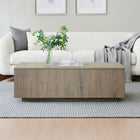 Hudson&Canal Paxton 48"W Rectangular Coffee Table - Antiqued Grey Oak-Finished in wood-look antiqued gray oak