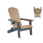 Backyard Lifestyles Folding Adirondack Chair w/Cup Holder- Brown/Black-Will Not Crack, Chip, Rust, or Peel.