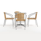 Flash Furniture 23.5'' Square Aluminum Indoor-Outdoor Table with 4 Beige Rattan Chairs (TLH-ALUM-24SQ-020BGECHR4-GG)-ANSI BIFMA Certified