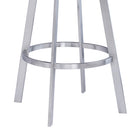 Armen Living Saturn 26" Counter Height Swivel Bar Stool in Grey Faux Leather & Brushed Stainless Steel-8