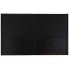 JAM Paper Heavy Duty Plastic Two-Pocket School Folders - Black - 6 Pack-Colour: Black