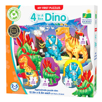 University Games The Learning Journey My First Puzzle: 4-in-a-box: Dino - Dinosaur Puzzle For Toddlers - Fun Dinosaur Puzzle Set For Preschoolers-Builds tactile, motor, thinking, and learning skills