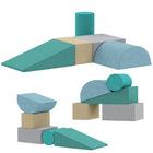 Qaba - Jouets d’escalade pour tout-petits - blocs d’escalade en mousse souple - bleu/vert-Cinq formes se combinent librement, stimulant la créativité et l’imagination spatiale 