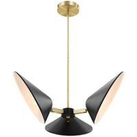 Modway Journey 3-Light 3" Arm Pendant - Black-3-Light Short Arm Pendant