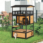 PawHut - Maison pour chat d’extérieur en bois à 4 étages avec entrées de condo, perchoir, naturel-4 étages pour un espace ample 