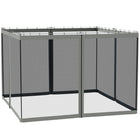 Outsunny Replacement Mosquito Netting for Gazebo 10' L x 10' W - Dark Grey-Four separate panels with a zipper on each panel to connect with the adjoining piece  
