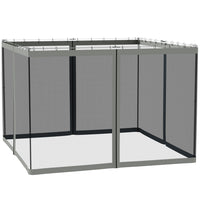 Outsunny Replacement Mosquito Netting for Gazebo 10' L x 10' W - Dark Grey-Four separate panels with a zipper on each panel to connect with the adjoining piece  