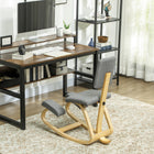 HOMCOM - Chaise ergonomique agenouilloir à bascule en bois - gris-Conception à bascule favorisant la concentration sur de plus longues périodes