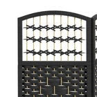 HOMCOM - Séparateur de pièce autoportant à 4 panneaux ondulés en fibre pour bureau à domicile - noir-Le cadre en bois massif assure la durabilité 
