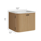 Modway - Zia Support mural de 24" Meuble de salle de bain avec lavabo en marbre - Naturel-Évier en marbre