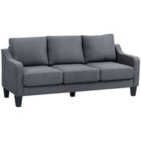 HOMCOM - Canapé 3 places en lin avec ressorts ensachés - gris charbon-Rembourrage à ressorts ensachés pour une assise flexible et soutenante 