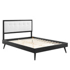 Modway Willow Wood Queen Platform Bed with Splayed Legs - Black/White-Queen Platform Bed Frame
