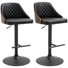 HOMCOM Adjustable Counter Height Swivel Bar Stools with Footrest - Black - 2 Pack-Packaged in a set of 2 with diamond stitched solid wood backrest, great for creating a matching look in your home  
