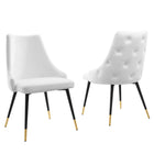 Modway Adorn Performance Velvet Dining Side Chair - White - 2 Pack-Vintage Modern Accent Dining Chair