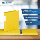 Davis Group Super économie, Reliure à anneaux en “D” inclinés 1.5 po, paquet de 6 – Jaune-Polypropylène sans PVC