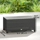 Outsunny - Table basse en rotin avec plateau en verre trempé pour jardin et terrasse extérieur, gris foncé-Rotin PE imperméable et résistant aux UV