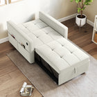 HOMCOM 3-in-1 Convertible Chair Bed with USB Ports for Living Room - Cream White-Material: Multilayer Board, Foam, Velvet (100% Polyester), Metal 
