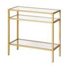 Hudson&Canal Sivil 24"W Rectangular Side Table - Brass-Top has weight capacity of 20 lbs, middle shelves can hold 15 lbs each, lower shelf can hold 30 lbs