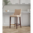 Manhattan Comfort - Shubert tabouret de bar moderne 22,64" en similicuir rembourré - tan-Cadre en bois de hêtre massif avec une finition foncée riche - dispose d’une plaque de pied en métal doré