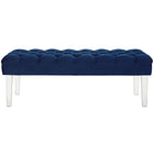 Modway Valet Performance Velvet Bench - Navy-Bench Weight Limit: 330 lbs.