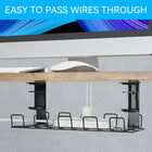 ShoppingAll Under Desk Cable Organizer Tray Wire Management Rack with 10 Cable Ties - Black-INCLUDES TIES: Comes with 10 reusable cable ties to securely fasten wires in place along the length of the tray, keeping your cords organized.