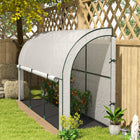 Outsunny Walk-in Wall Lean-to Greenhouse with Weed Barrier - 10' x 3' x 5' - White- Weed barrier provides weed control, allows air through and preserves the soil moisture  
 