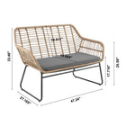Manhattan Comfort Antibes Modern Patio 4-Person Conversation 4-Piece Set with Coffee Table - Tan/Grey-Coffee Table Measures: 37.40" Length, 21.65" Depth, 16.54" Height