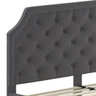 Flash Furniture - Lit plateforme Brighton très grand touffeté en tissu gris foncé-15 lattes en bois