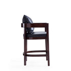 Manhattan Comfort - Ritz tabouret de comptoir 22" style milieu du siècle moderne, rembourré en similicuir - noir et noyer foncé - lot de 2-Hauteur du siège : 26,5 po