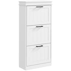 HOMCOM Narrow Shoe Cabinet with Flip Drawers & Adjustable Shelf - White-Modern shoe cabinet matches the home furniture of most styles