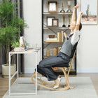 HOMCOM - Chaise ergonomique à bascule en bois avec dossier pour améliorer la posture - noir-Structure stable en bois de bouleau assurant durabilité et sécurité 
