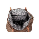 Karla Hanson® - Sac à provisions pliable Millie pour femmes, motif rose, rabat en similicuir brun-Un compartiment principal